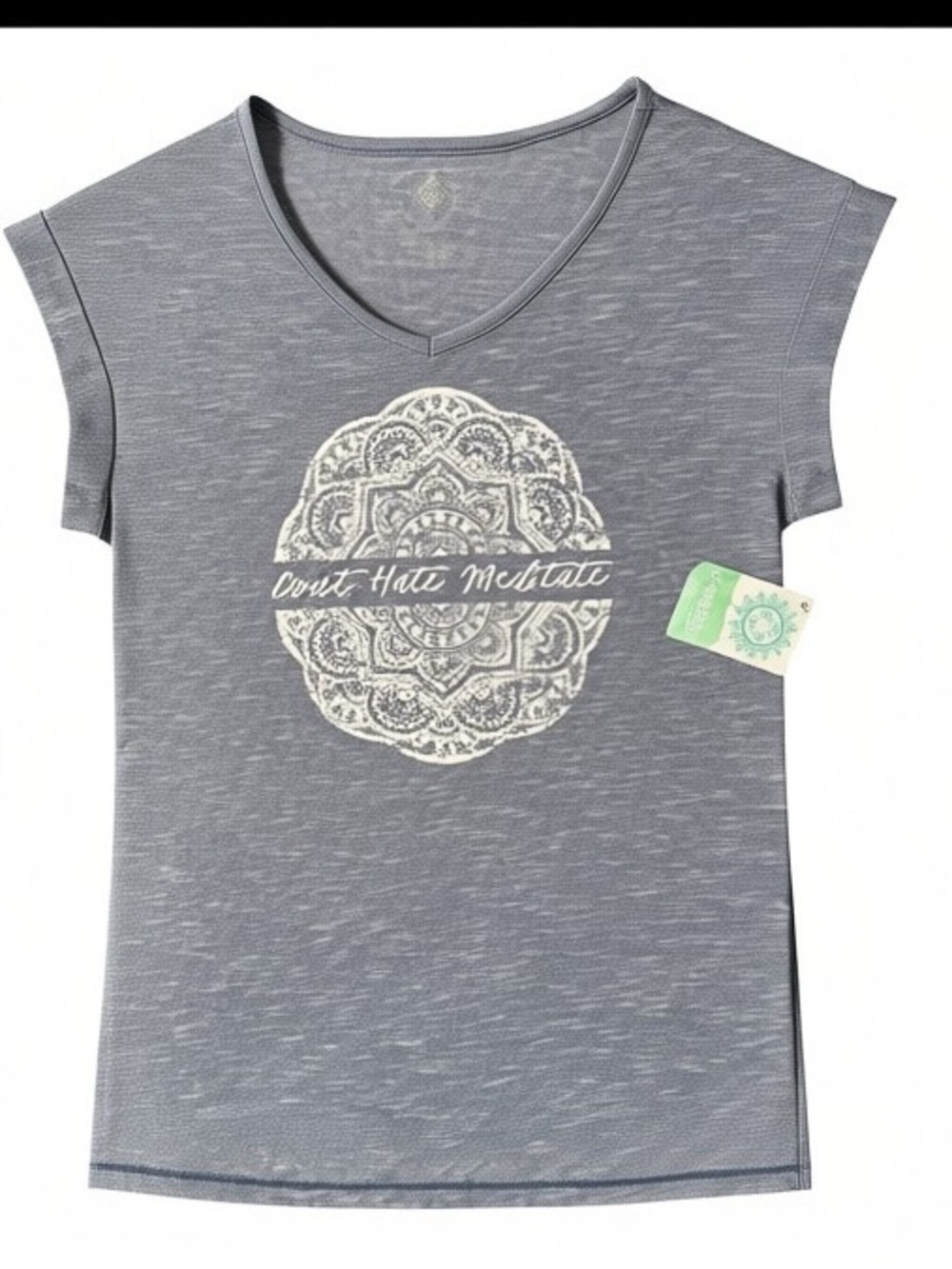 NWT Brisa’s Sz S Don’t Hate Meditate gray white Mandala graphic T-shirt | NWT